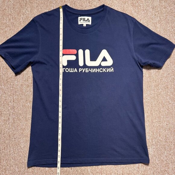 FILA x Gosha Rubchinskiy Navy Logo T Shirt SS17 ASAP Rocky Mens Large - Picture 7 of 9
